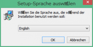 インストーラの言語設定。日本語がないのでEnglishを選択します。