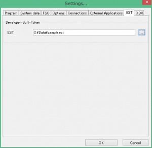 「EST」タブを選択して、先ほどコピーしたtokenファイルを指定し、「OK」をクリックします