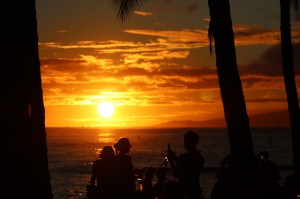 ワイキキビーチの夕日