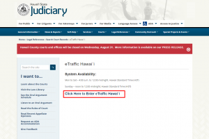 赤枠の「Click Here to Enter eTraffic Hawai`i」をクリック